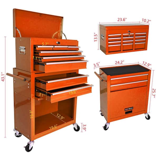 Busdays 24.2 in. High Capacity Rolling Tool Chest with Wheels and