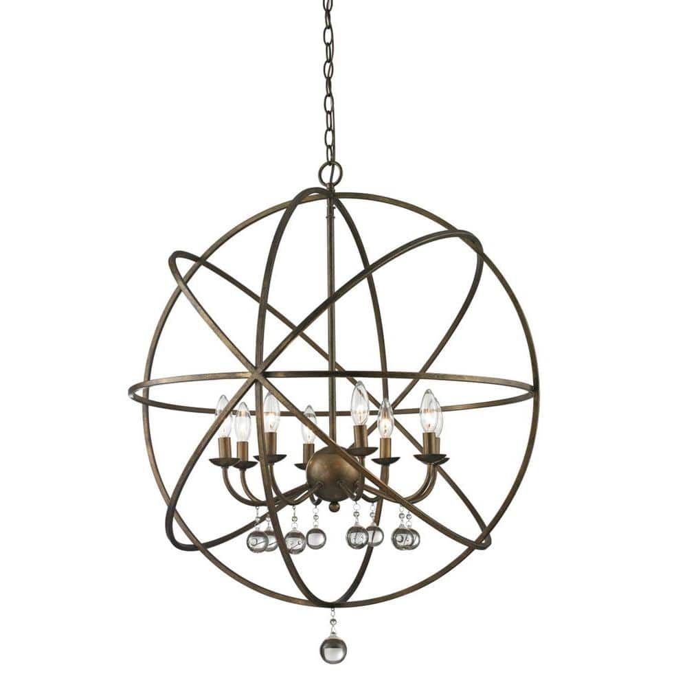 Acadia 60-Watt 8-Light Golden Bronze Candle Pendant Light with No Bulb Incl