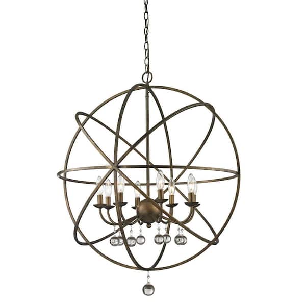 Unbranded Acadia 60-Watt 8-Light Golden Bronze Candle Pendant Light with No Bulb Included
