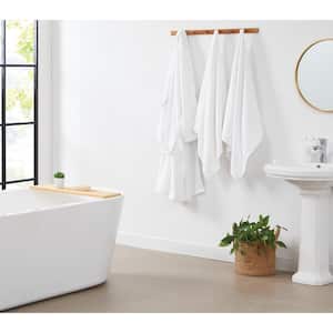 Zero Twist 3-Piece White Textured Cotton Bath Towel Set