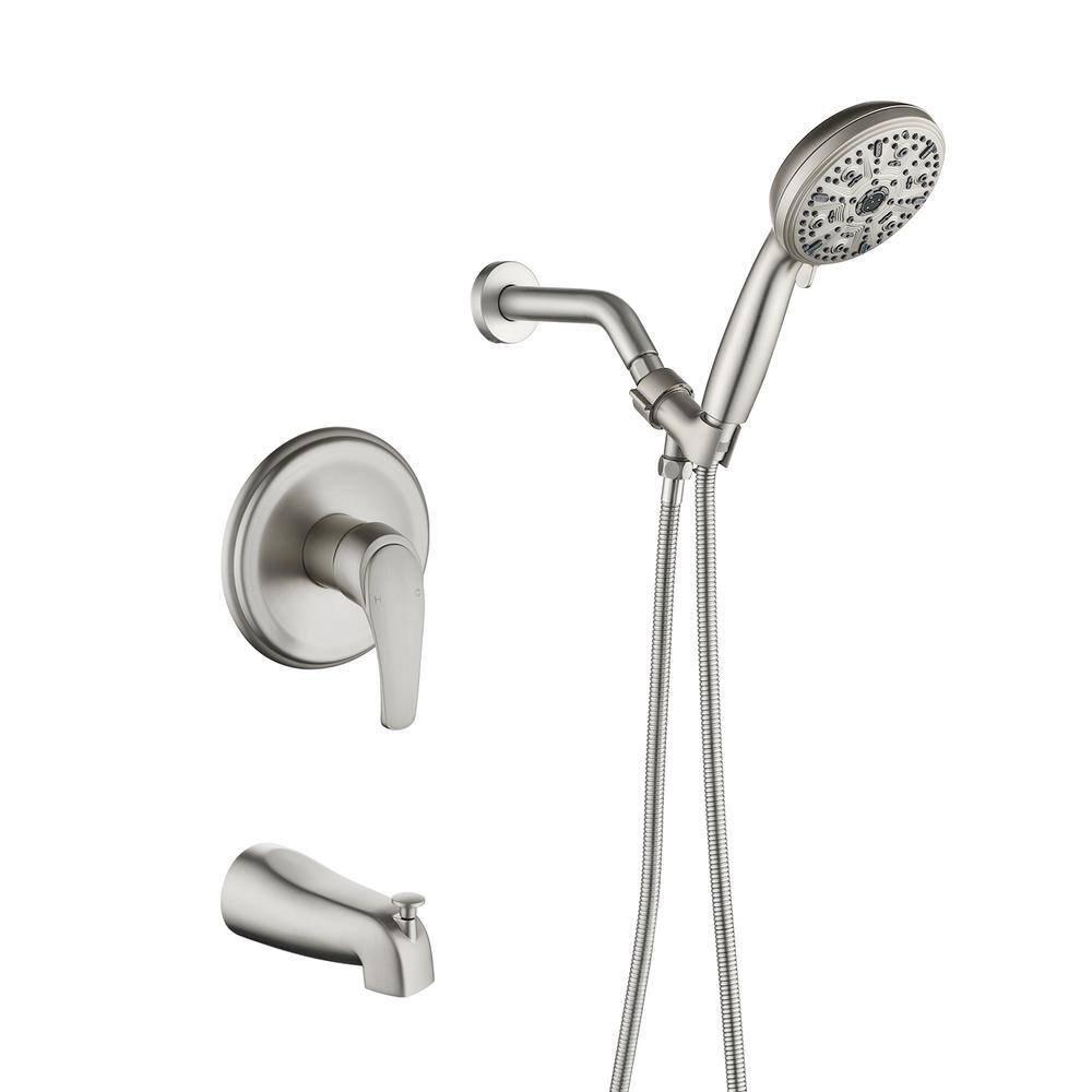 Modern Single Handle 2-Spray Tub and Shower Faucet, 2.5 GPM with Drip Free in. Brushed Nickel Valve Included price history on PriceWatchPro