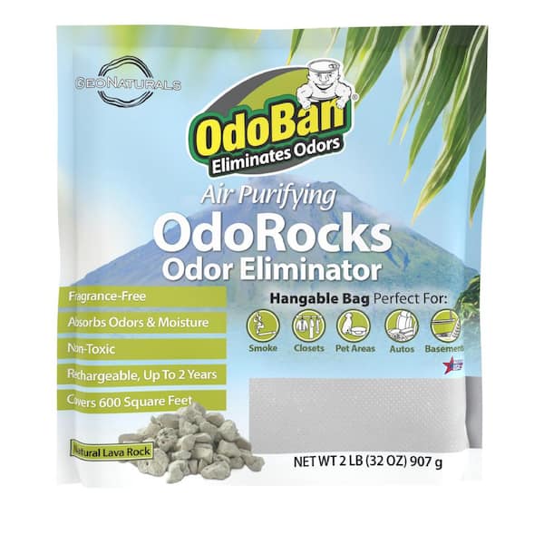 32 oz. OdoRocks Natural Volcanic Rock Odor Eliminator, Unscented Non-Toxic Rechargeable Odor Absorber Bag for Car & Home