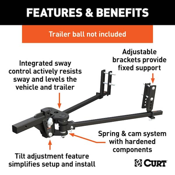 CURT Light-Duty TruTrack Weight Distribution System (5K - 8K lbs., 35-9/16 CURT Light-Duty TruTrack Weight Distribution System (5K - 8K lbs., 35-9/16