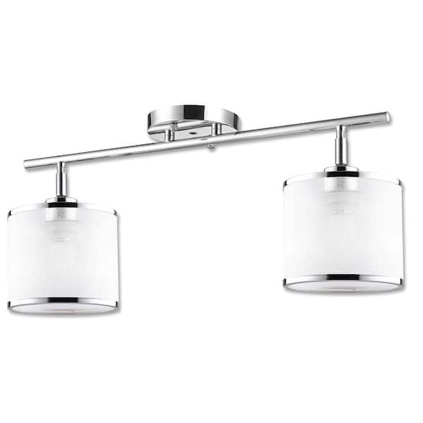 BELDI Concord Collection 2-Light Chrome Track Fixture with White Fabric Shade