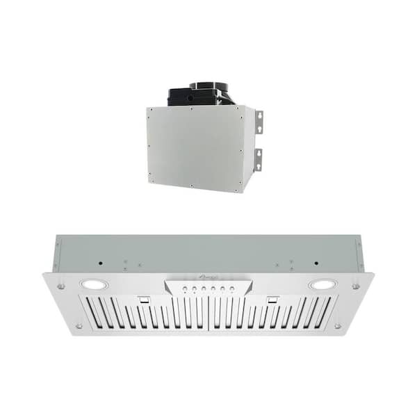 Super Quiet 30 in. 800 CFM Ducted Split Insert Range Hood in Stainless Steel