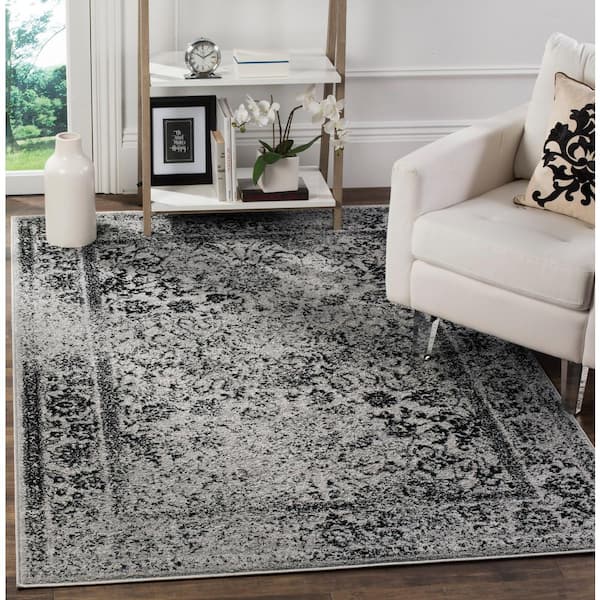 Adirondack Grey/Black Doormat 3 ft. x 5 ft. Border Area Rug
