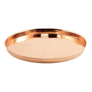 12.5 in. Dia x 1.5 in. H x 12.5 in. D Round Copper Plated Stainless Steel Decorative Tray