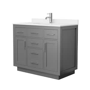 Beckett TK 42 in. W x 22 in. D x 35 in. H Single Bath Vanity in Dark Gray with White Quartz Top