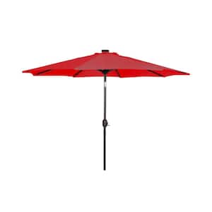 Marina 9 ft. Market Patio Solar LED Umbrella in Red