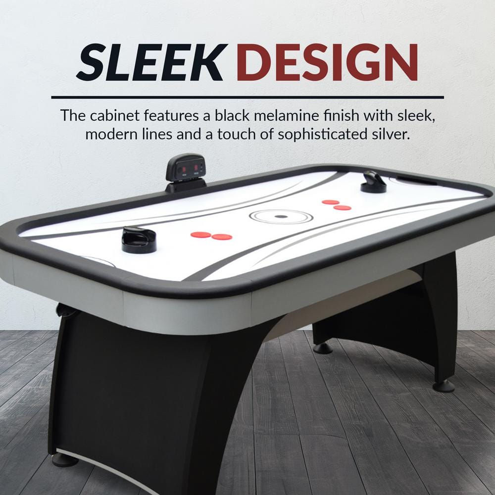 Silver and Black 6-Foot Air Hockey Table with Digital Scoreboard