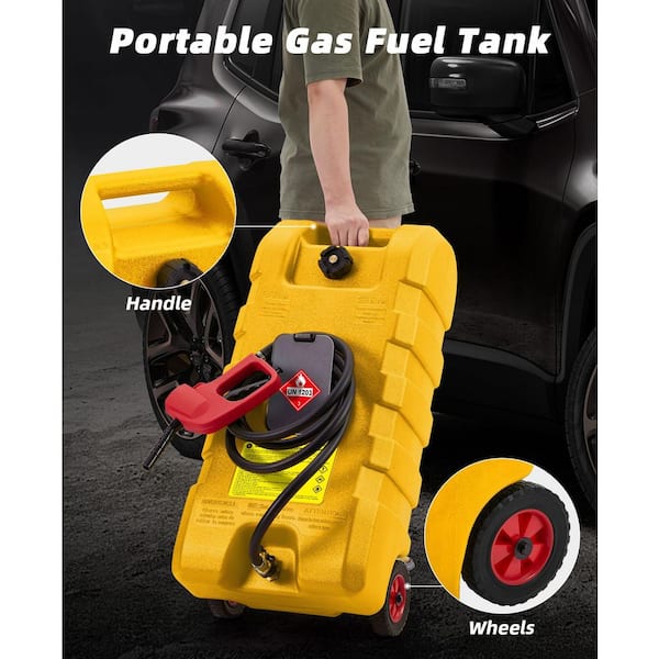 15 Gal. Yellow Fuel Tank Container with Manual Transfer Pump and