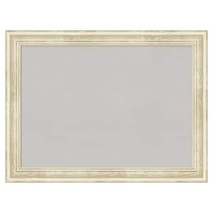 Country Whitewash Wood Framed Grey Corkboard 32 in. x 24 in. Bulletin Board Memo Board