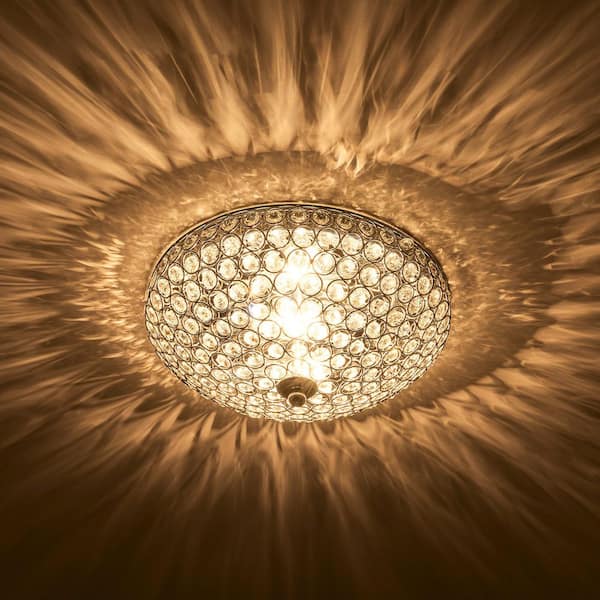 Merra 12 in. 2-Light Chrome Crystal Flush Mount