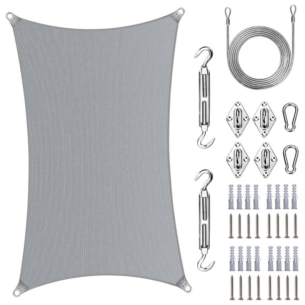 Super Ring 20 ft. x 20 ft. Sun Shade Sail with Hardware Kit and Cable-Grey price history on PriceWatchPro