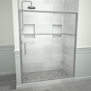 Redi Slide 5000 47 in. W x 76 in. H Framed Sliding Shower Door in Brushed Nickel with Handle and Clear Glass