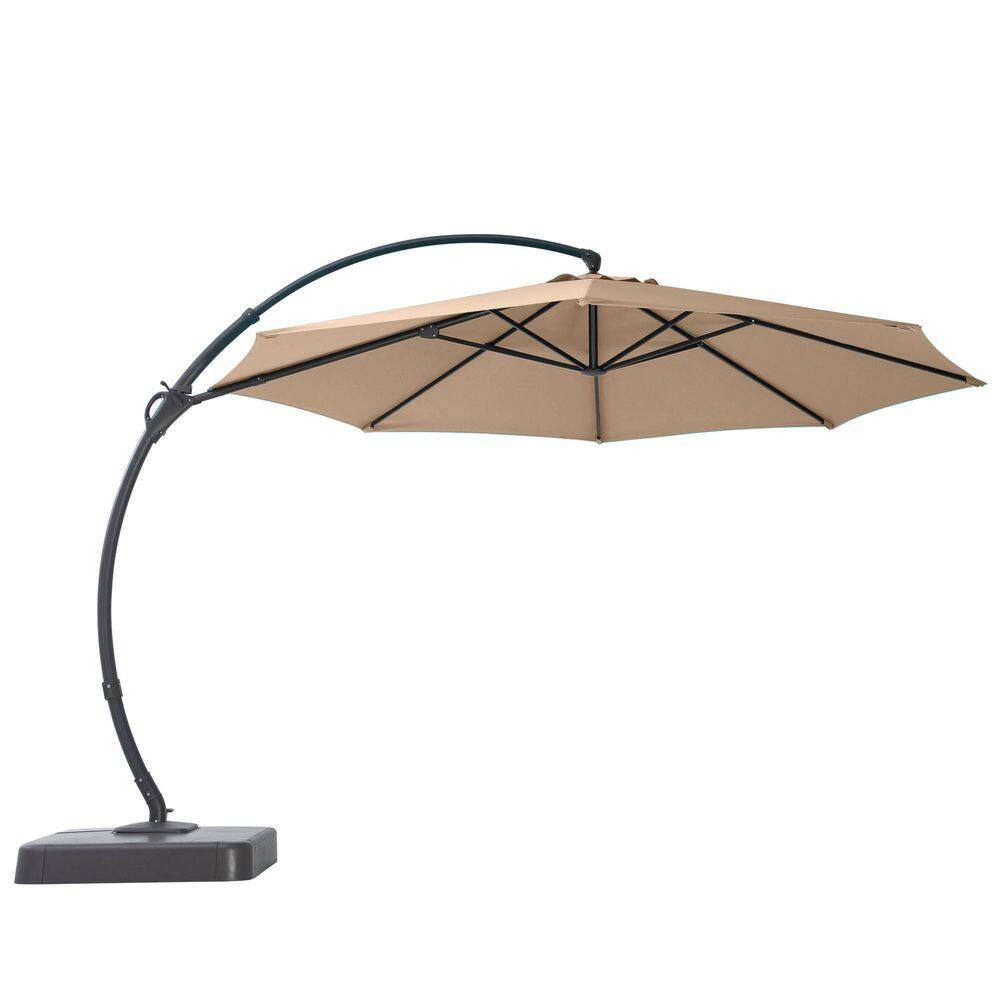 12-Foot Champagne Sunbrella Cantilever Patio Umbrella with Black Metal Pole