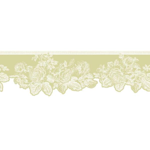 The Wallpaper Company 8 in. x 10 in. Green Pastel Rose Border Sample