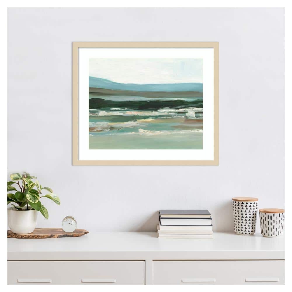 Cool Vista I Abstract Landscape Giclee Print in Natural Wood Frame