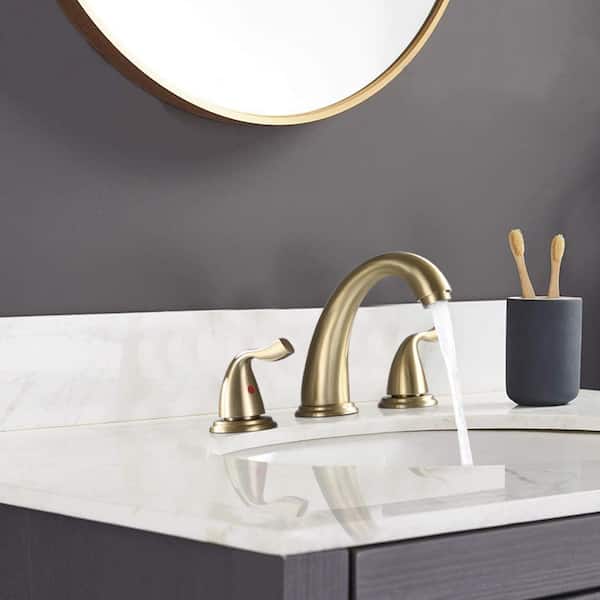 Unbranded 8 in. Widespread 3-Holes Double Handle Brass Bathroom Sink Faucet, Rust and Corrosion Resistant in Brushed Gold