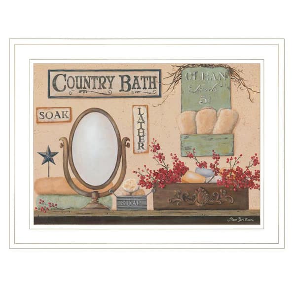 HomeRoots Charlie Country Bath 1-Piece Framed Wall Art 15 in. x 19 in.