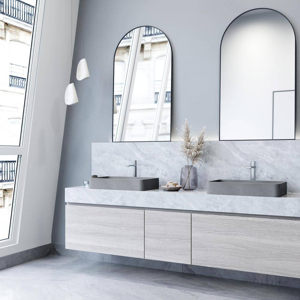 Gray Concrete 23" Rectangular Vessel Bathroom Sink