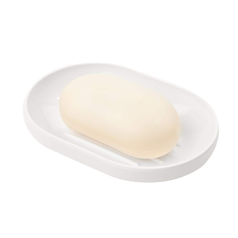 White Glossy Melamine Bathroom Soap Dish