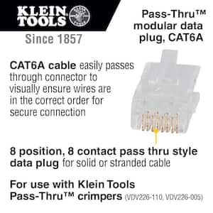 Pass-Thru Modular Data Plugs, RJ45-CAT6A, UTP (200-Pack)