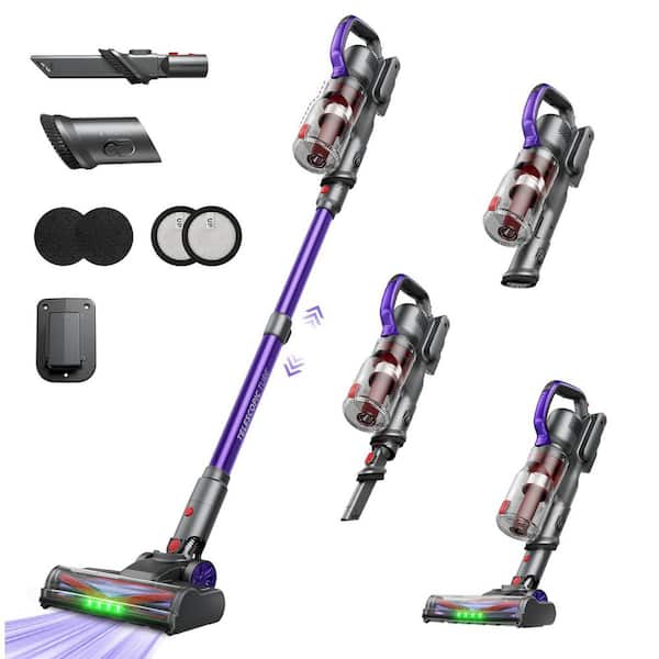 Bagless Cordless Stick Vacuum Cleaner, 45kPa Suction, 3 Mode, 60min Runtime, 180° Brush, 1L Dust Cup, Anti-Tangle Roller