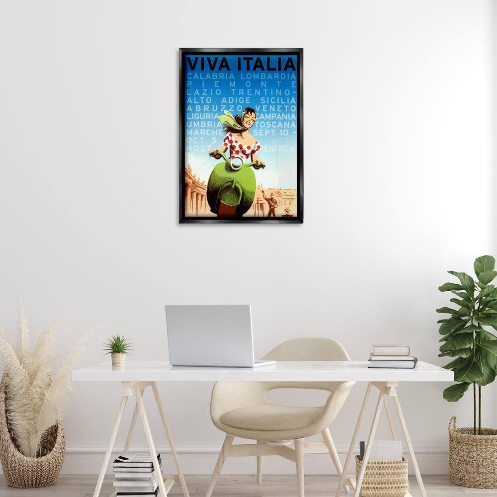 Vintage Italy Travel Ad by Marcus Jules Black Floater Frame People Graphic Art Print 31 in. x 21 in. price history on PriceWatchPro