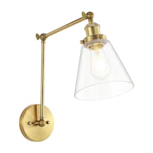 Swing Arm Adjustable Wall Lamps Warm Brass Hardwired Light Fixture Up Down Glass Shade