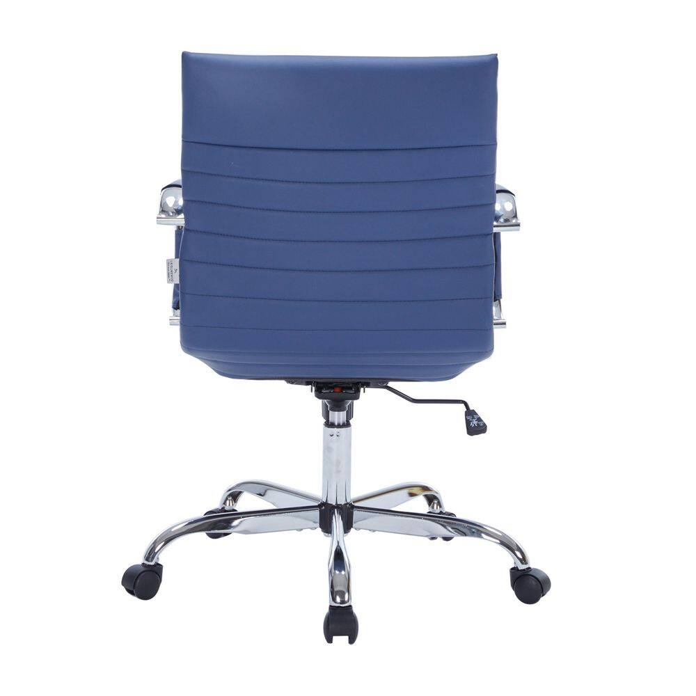 Harris Navy Blue Leatherette Swivel Office Chair with Steel Frame