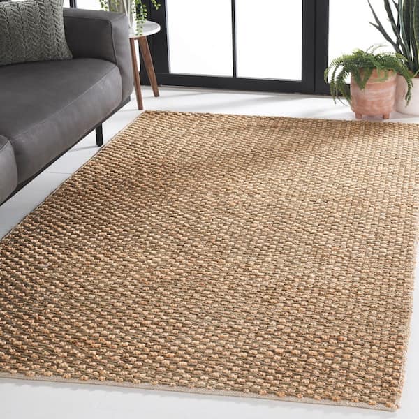 Natural Fiber 6 ft. x 9 ft. Natural/Green Abstract Distressed Area Rug