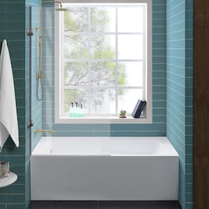 Ivy 60 in. x 30 in. Left Hand Drain Rectangular Alcove Soaking Bathtub with Apron Skirt in White