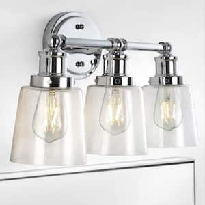 Beverly 22.5 in. 3-Light Chrome Iron/Seeded Glass Classic Cottage LED Vanity Light