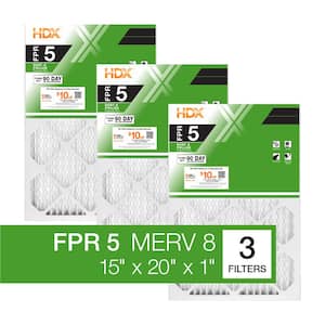 15 in. x 20 in. x 1 in. Standard Pleated Air Filter FPR 5, MERV 8 (3-Pack)