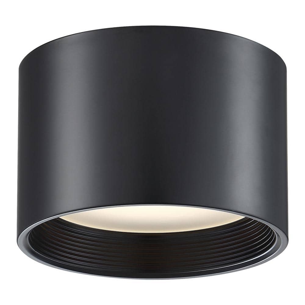 Reel 30-Watt 8 in. Black Integrated LED Flush Mount