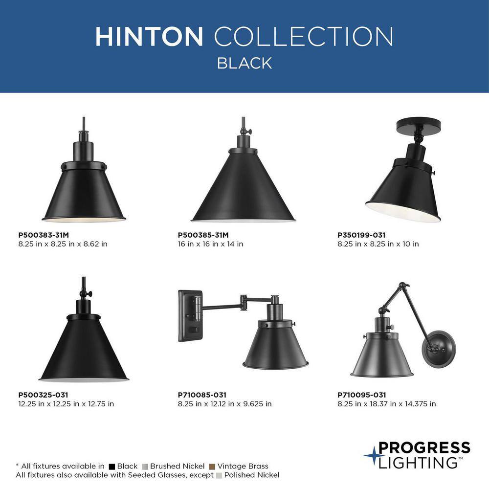 Hinton Matte Black 16" Cone Pendant Light