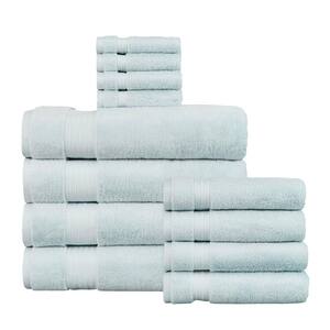 Egyptian Cotton Raindrop Blue 12-Piece Bath Sheet Towel Set
