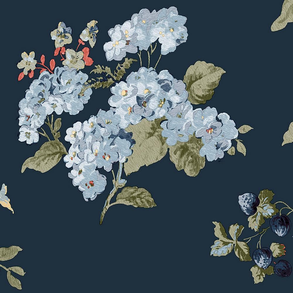 Midnight Seaspray Dark Blue Floral Removable Wallpaper Roll