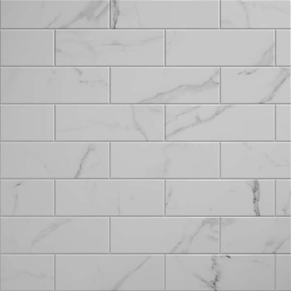 ELIANE Belmar White 4 in. x 12 in. Ceramic Wall Tile (10.98 sq. ft. / case)