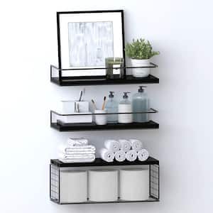 15.75 in. W x 5.9 in. D Black Wood Decorative Wall Shelf, Floating Shelves Wall Mounted