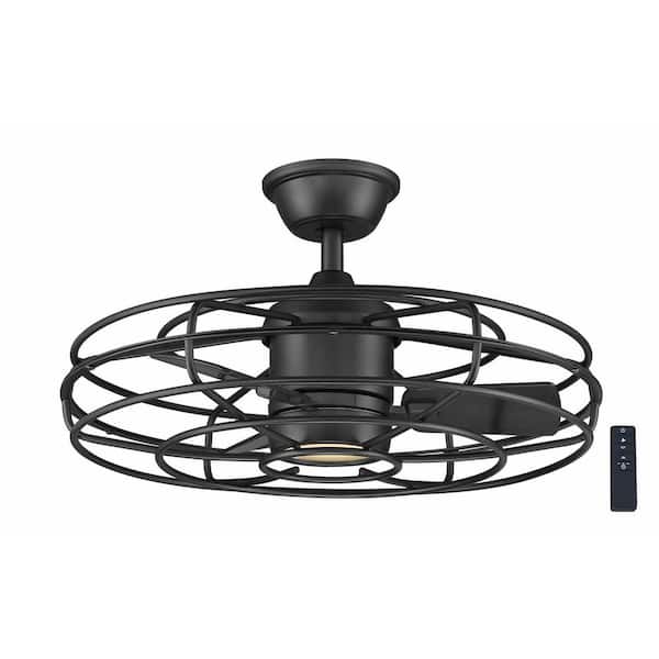 Heritage Point 25 in. Indoor/Covered Outdoor Matte Black Fandelier Ceiling Fan with Integrated LED and Remote Included