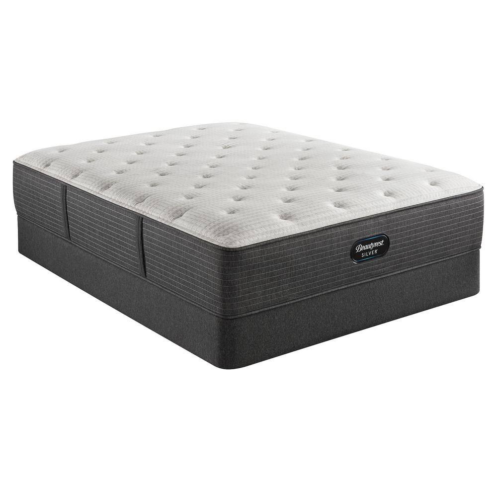 Full Medium Gray Cotton Innerspring Mattress with Boxspring