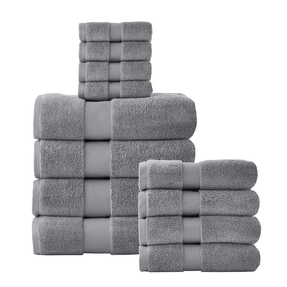 Ultra Plush Soft Cotton Stone Gray 12-Piece Bath Towel Set