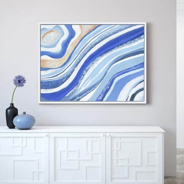 Empire Art Direct "Blue Elixer" by Martin Edwards Framed Textured Metallic Abstract Hand Painted Wall Art 30 in. x 40 in.