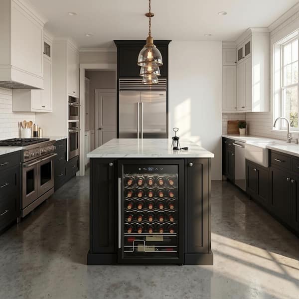 FUFU&GAGA Black 34-Bottle 18.66 in. W Wine Refrigerator with