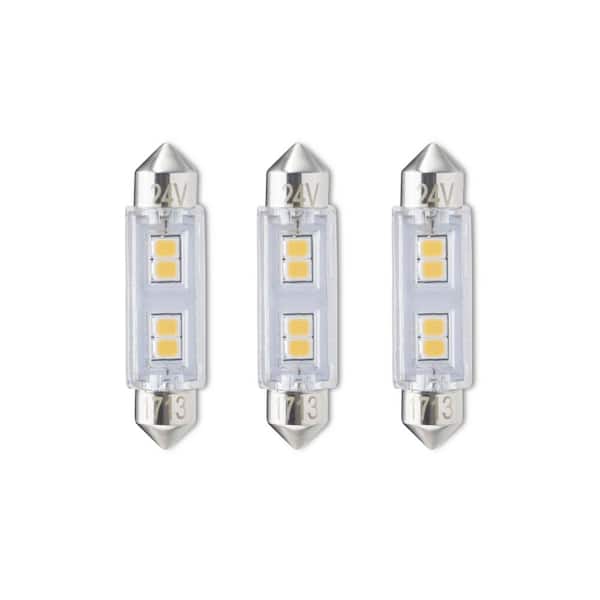 Bulbrite 20 - Watt Equivalent Soft White Light T3 (FEST) Festoon, Dimmable Clear LED Light Bulb 3000K (3-Pack)