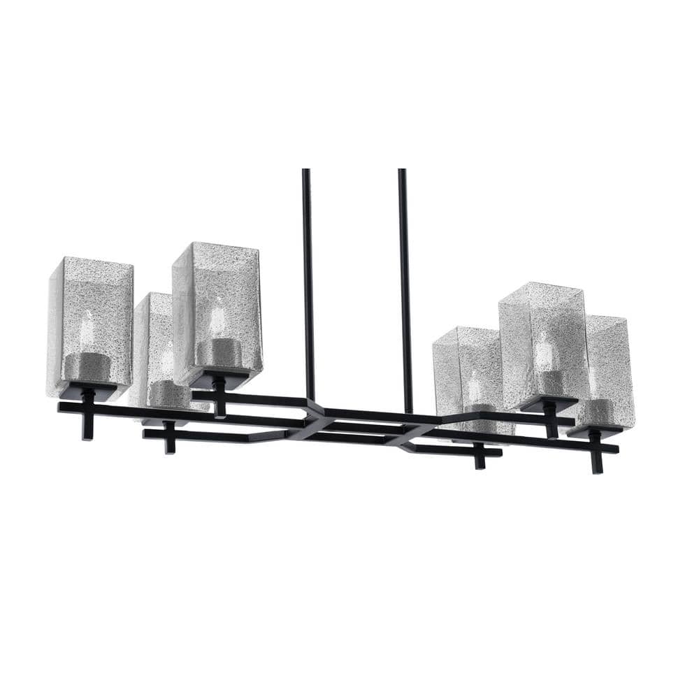 Bridgewater 6-Light Matte Black Linear Chandelier, Any Room with 3.5 in. Sm