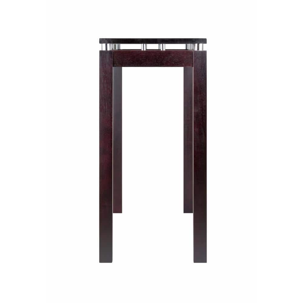 Elevated Dark Espresso Wood Console Table with Chrome Accents