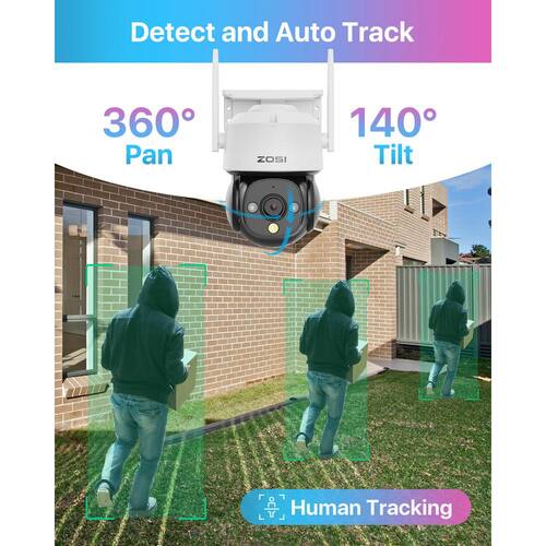 360° PTZ 4MP 2. 5K Wi-Fi Outdoor Wireless Plug in Home Security Camera, AI Person Vehicle Detection, Color Night Vision Home Security